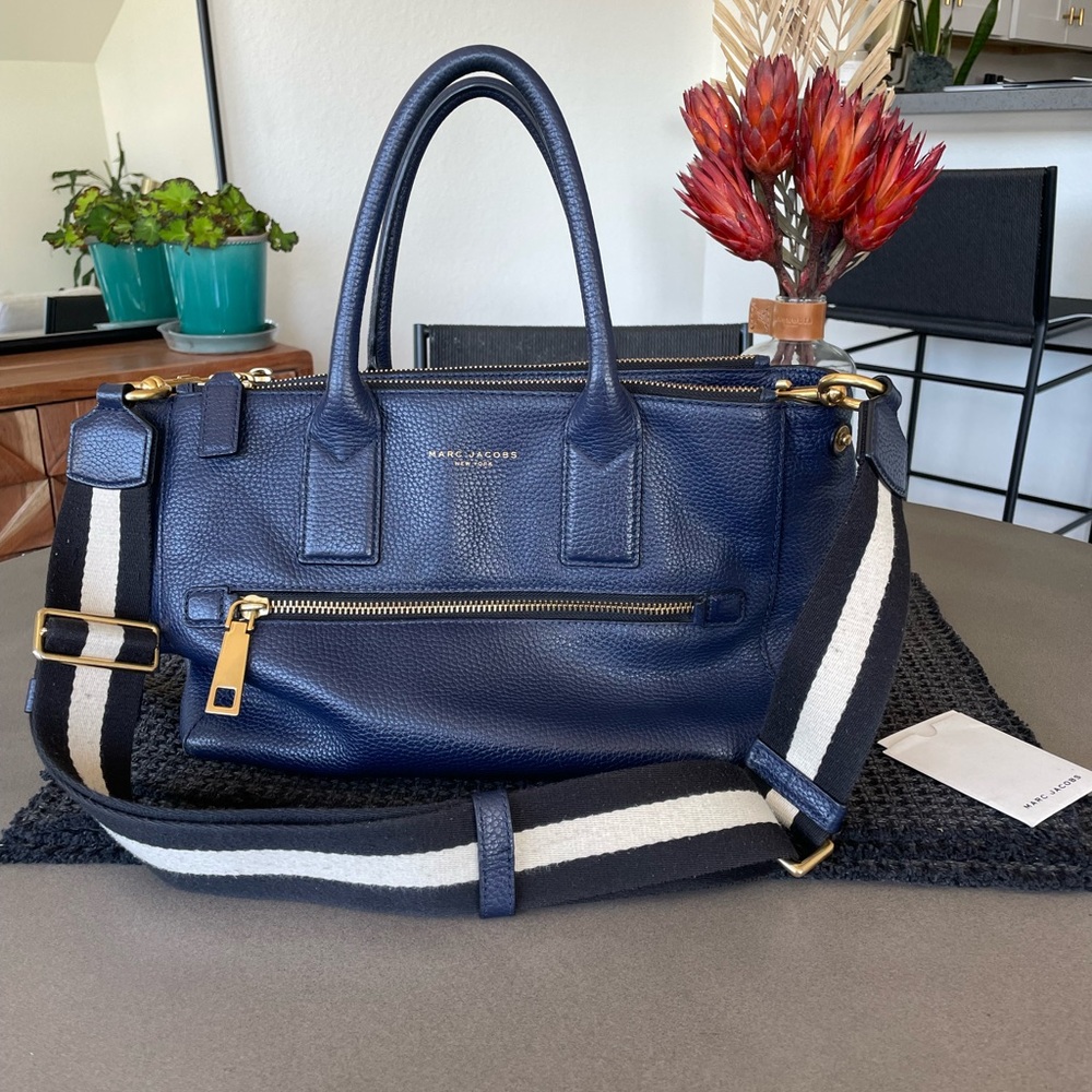 Marc Jacobs Gotham East-West Tote Bag, Navy Pebbled Leather